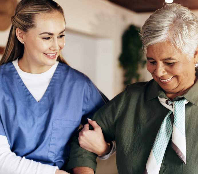 caregiver assisting senior