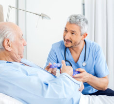 caregiver talking to senior