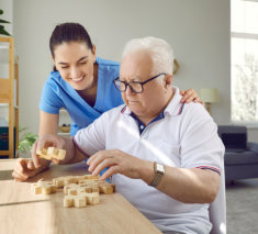 Elderly playing