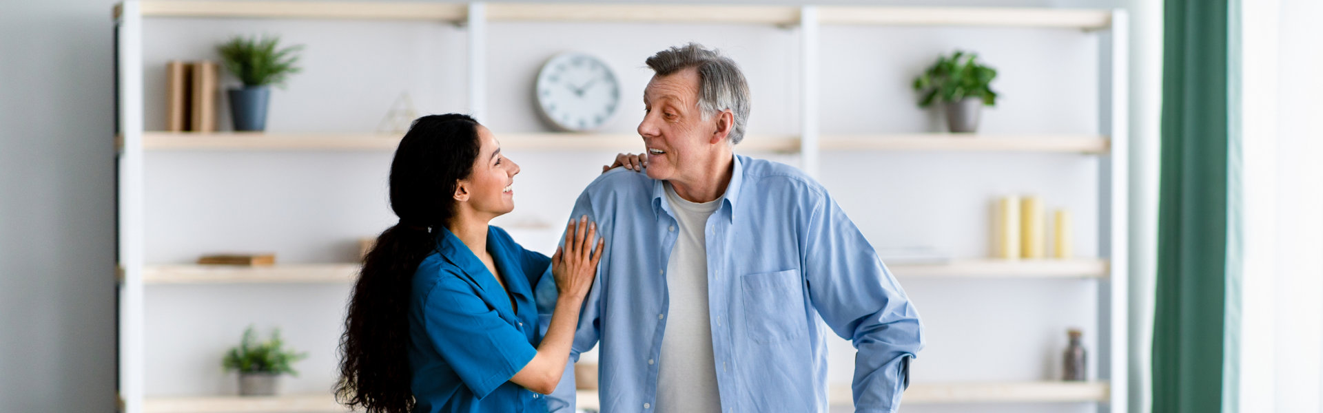 caregiver assisting senior